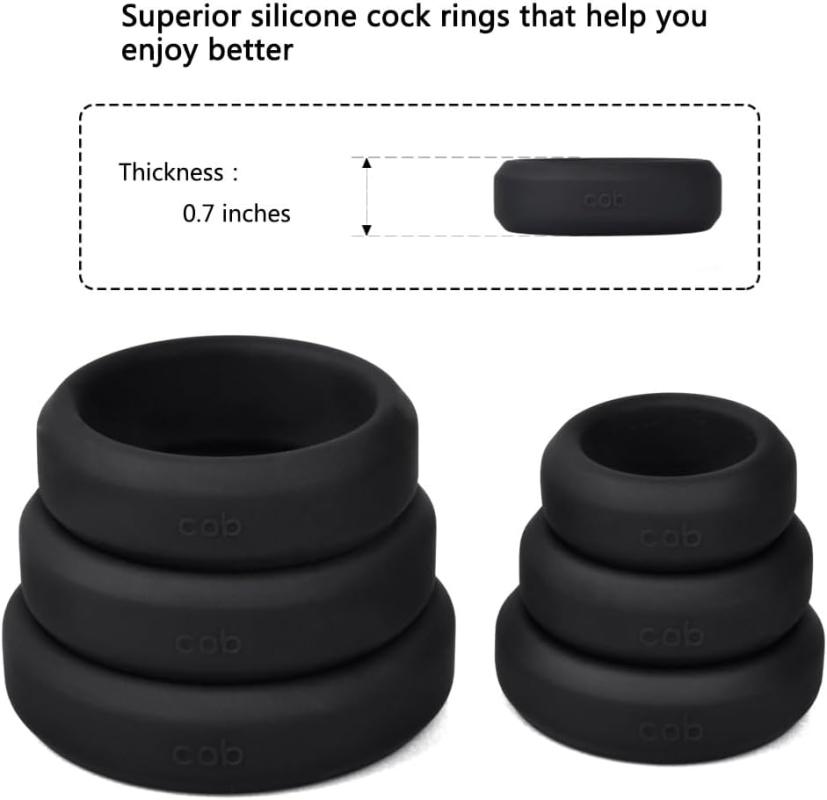 Penis Ring with 6 Different Sizes – Silicone Cock Rings for Men & Couples to Enhance Pleasure & Performance